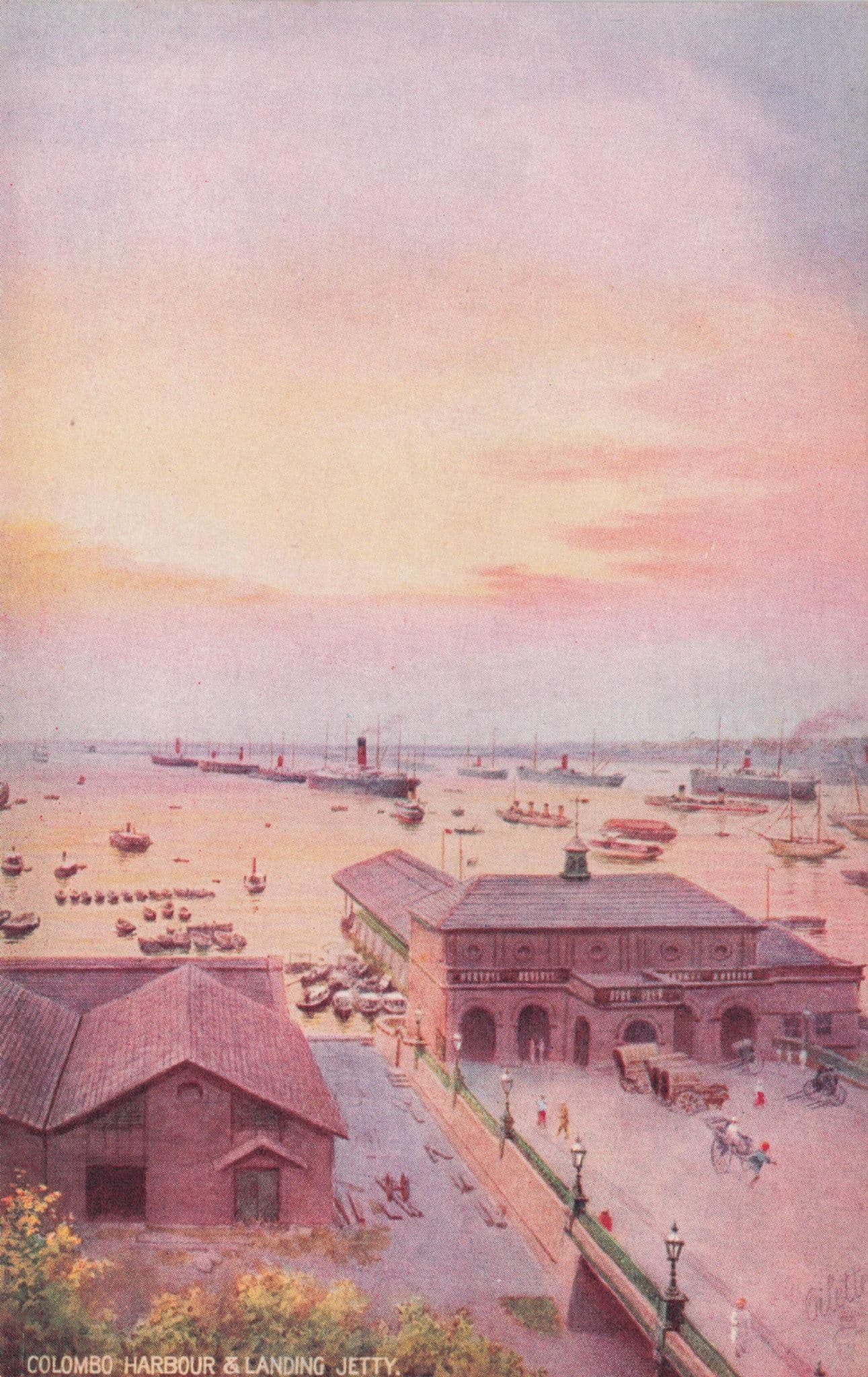 Colombo Jetty Ceylon India Antique Tucks Oilette Painting Postcard