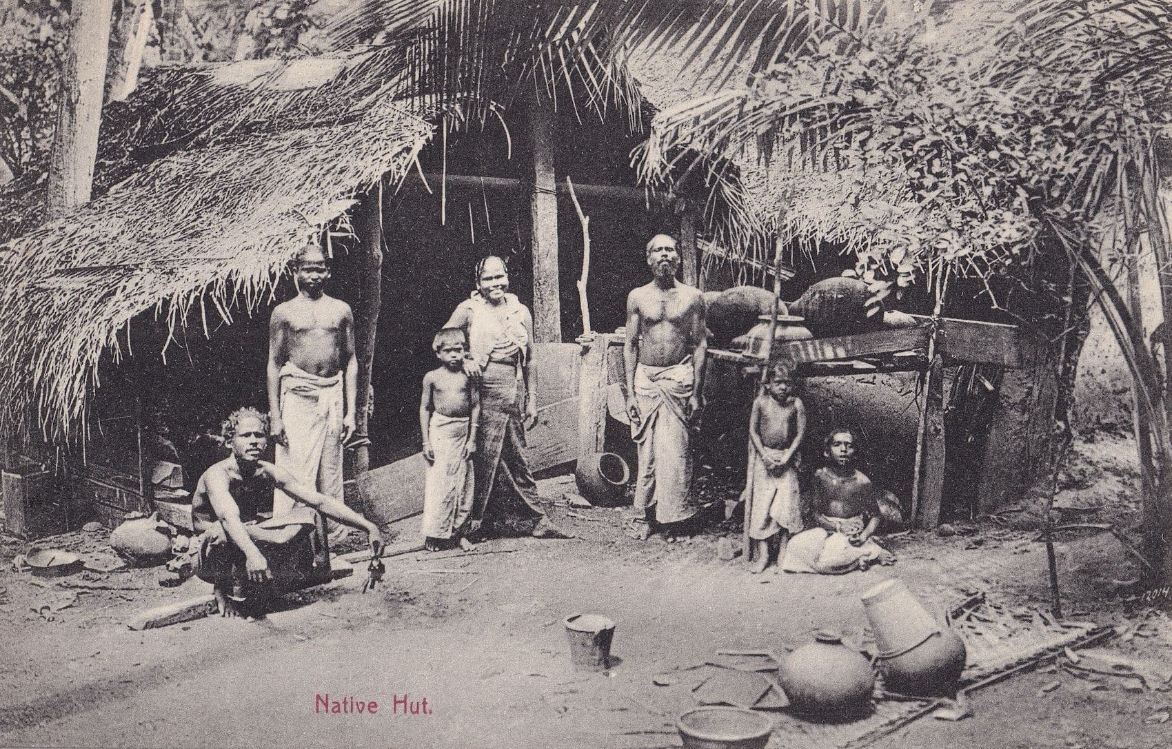 Colombo Sri Lanka Native Hut Old Postcard