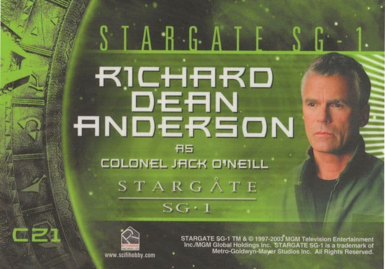 Colonel Jack O'Neill Stargate SG-1 Rare Prop Costume Card