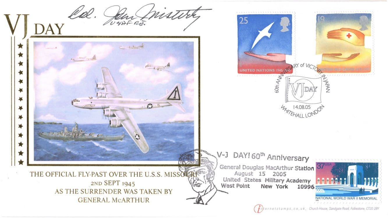 Colonel John Misterley USFA B-29 WW2 Pilot Japan Victory Day Hand Signed FDC