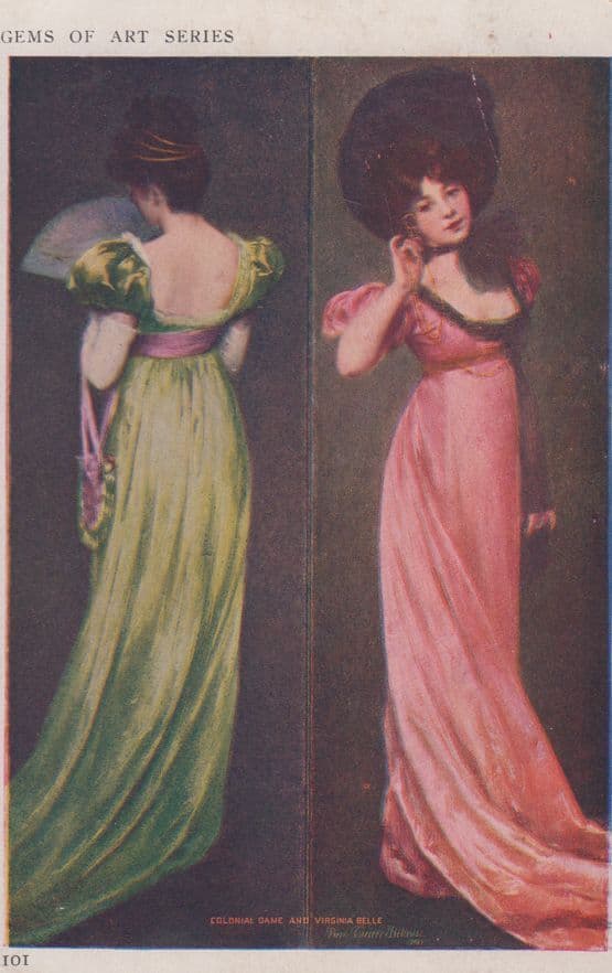 Colonial Dame & Virginia Belle Glamour Gems Of Art Series Postcard