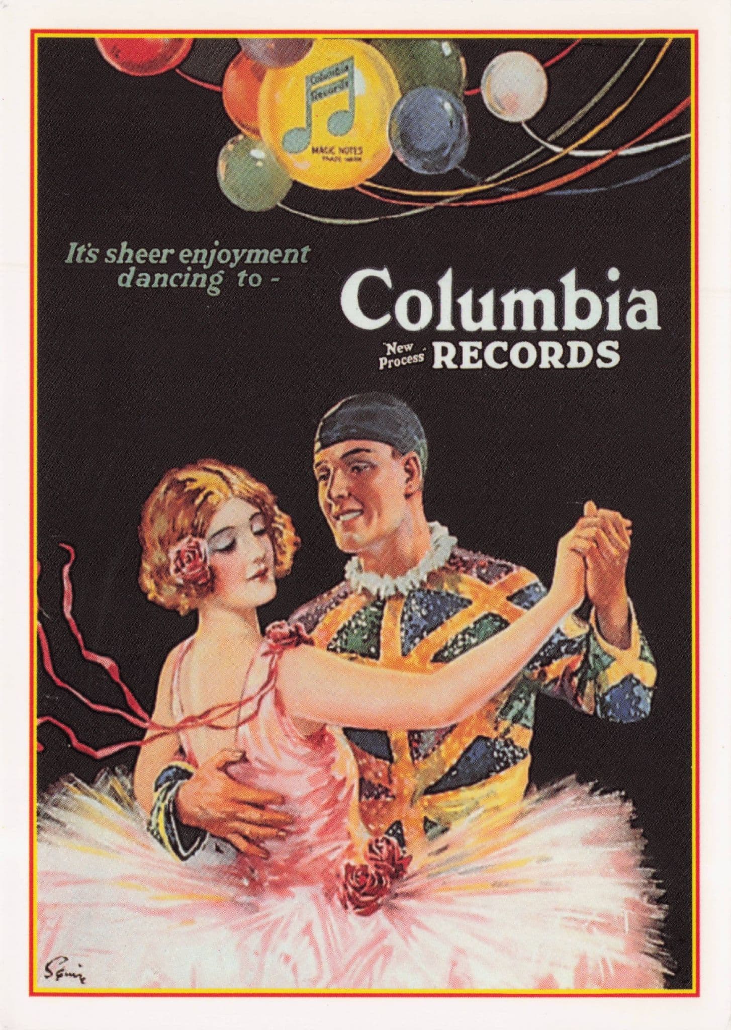 Columbia Records 1936 Music Ballroom Dancing Poster Postcard