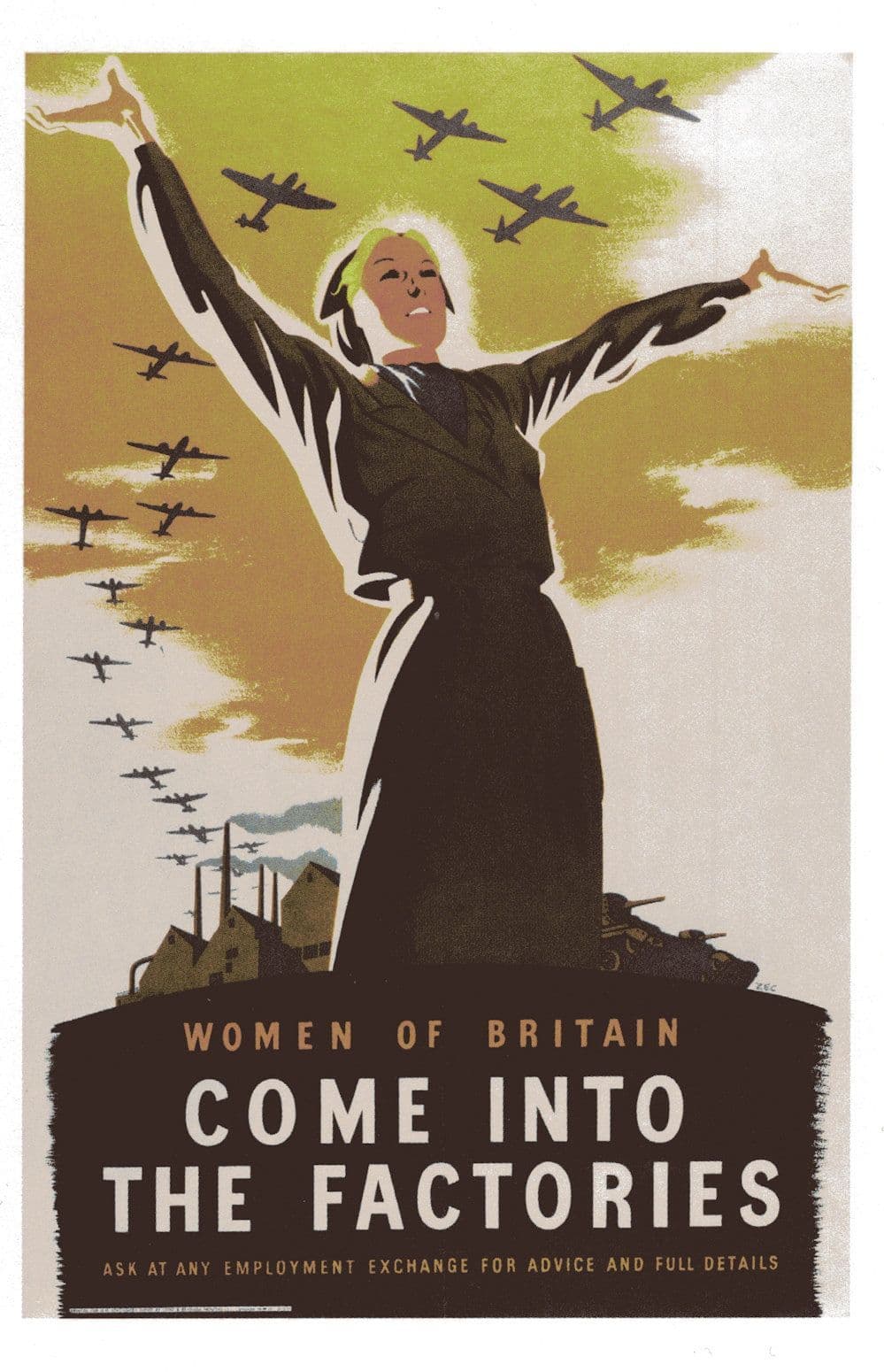Come Into The Factories WW2 Women Of Britain Poster Postcard
