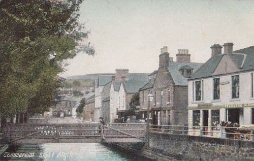 Commercial Street Alyth Horse Stables Stabling Shop Antique Scottish Postcard