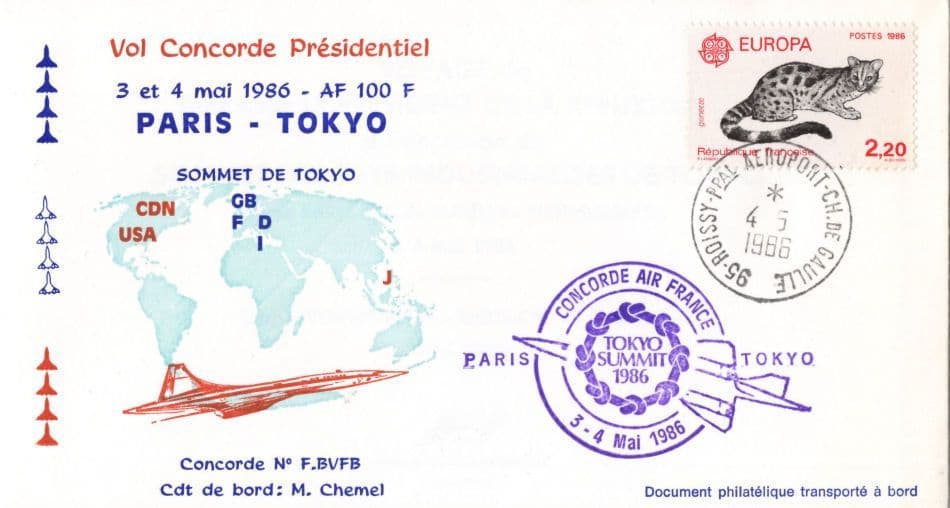 Concorde Japan Presidentiel 3rd 4th May 1986 Air France Tokyo Summit FDC