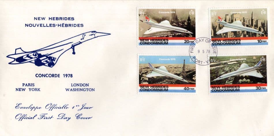 Concorde New Hebrides Flight Paris London Washington RARE First Day Cover FDC