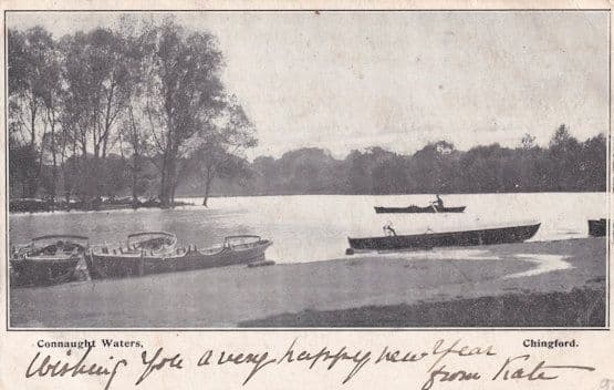 Connaught Waters Chingford Essex Boats Old Postcard