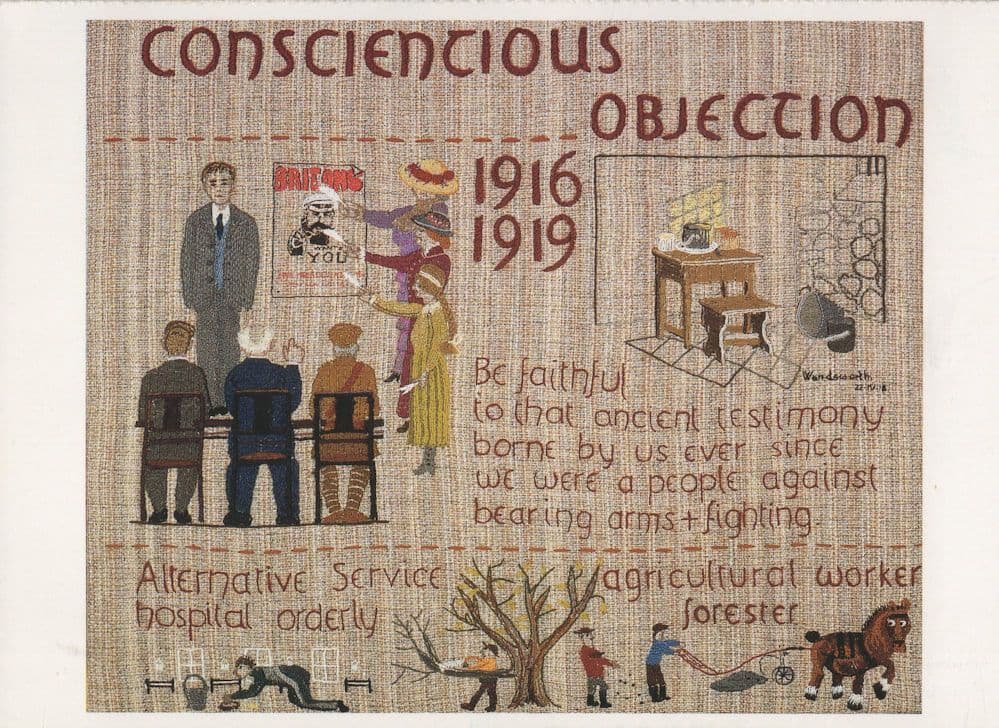 Conscientious Objection WW1 Anti War Quaker Tapestry Postcard