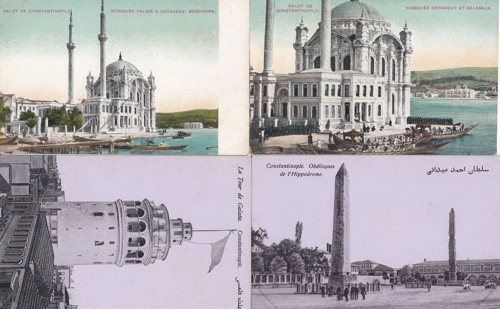 Constantinople La Tour De Galata Hippodrome Mosques 4x Antique Postcard s