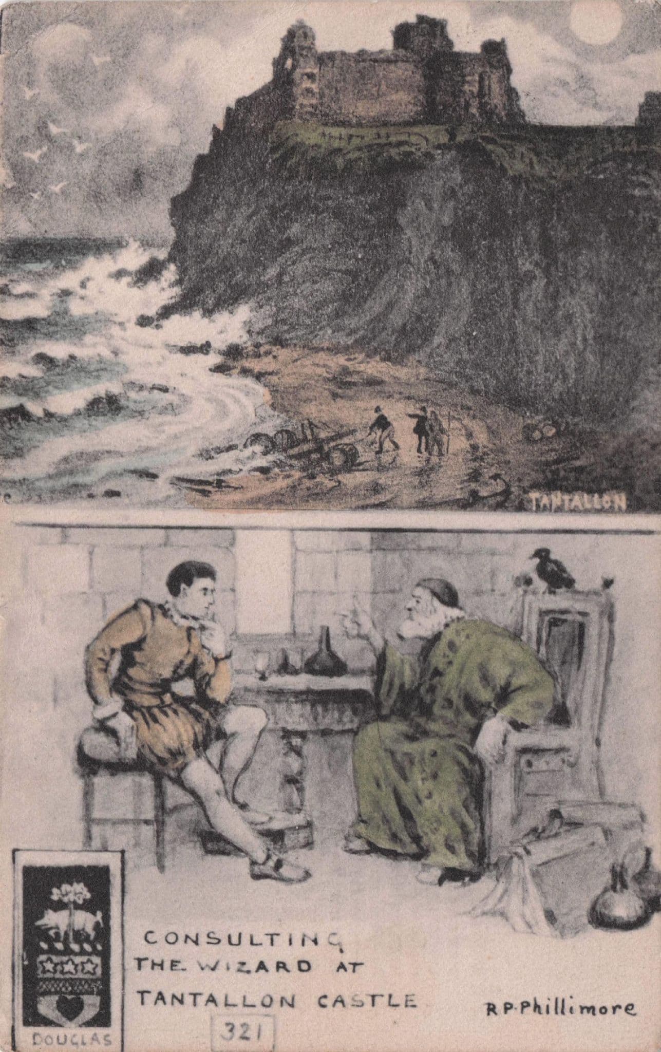 Consulting Tantallon Castle Wizard Scottish Phillimore Old Postcard