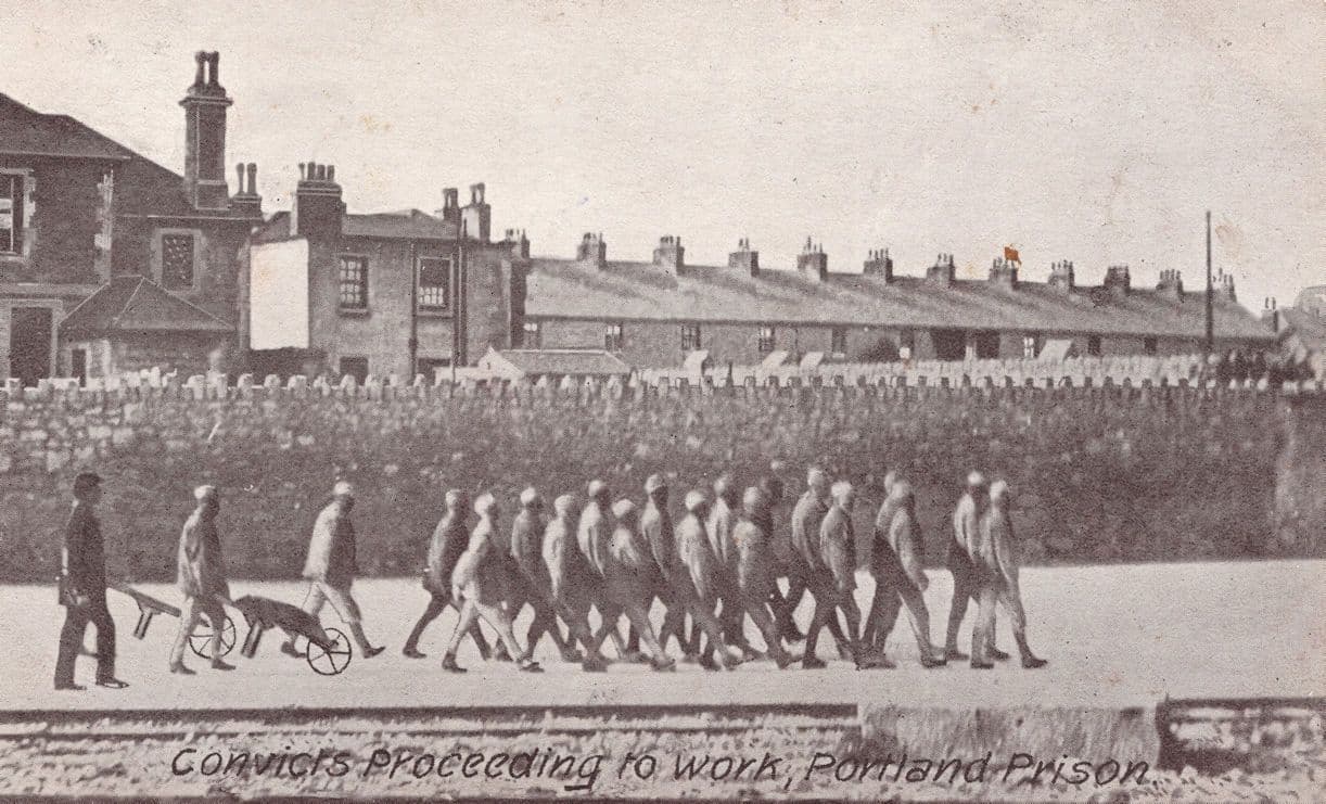Convicts Proceeding To Work Portland Prison Dorset Rare Postcard