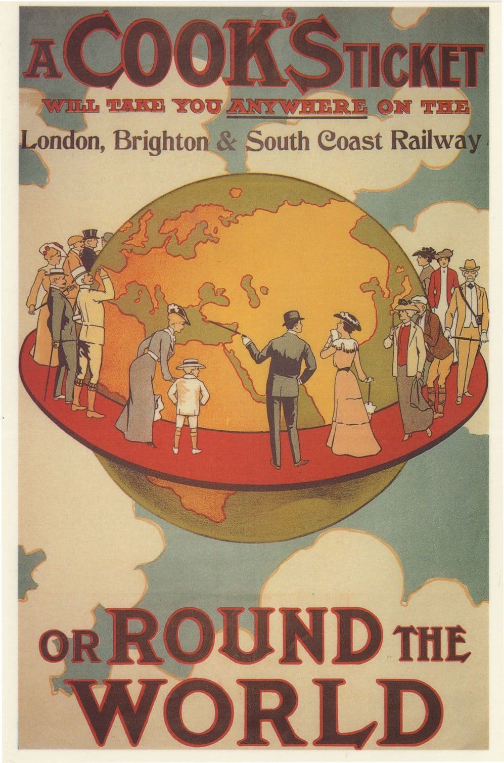 Cooks Ticket Round The Globe Atlas World Railway Travel Postcard