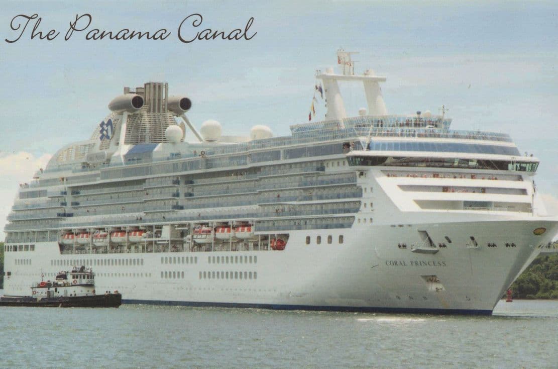 Coral Princess Cruise Ship Gatan Locks Panama Canal Rare Postcard