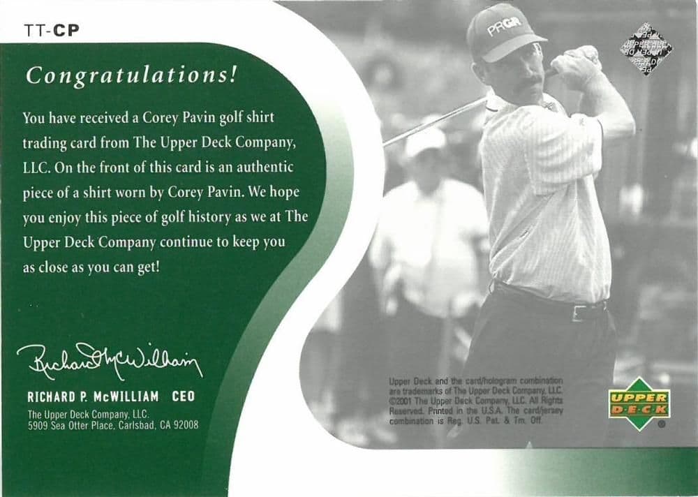 Corey Pavin Original Shirt Golf Tour Rare Limited Threads Card