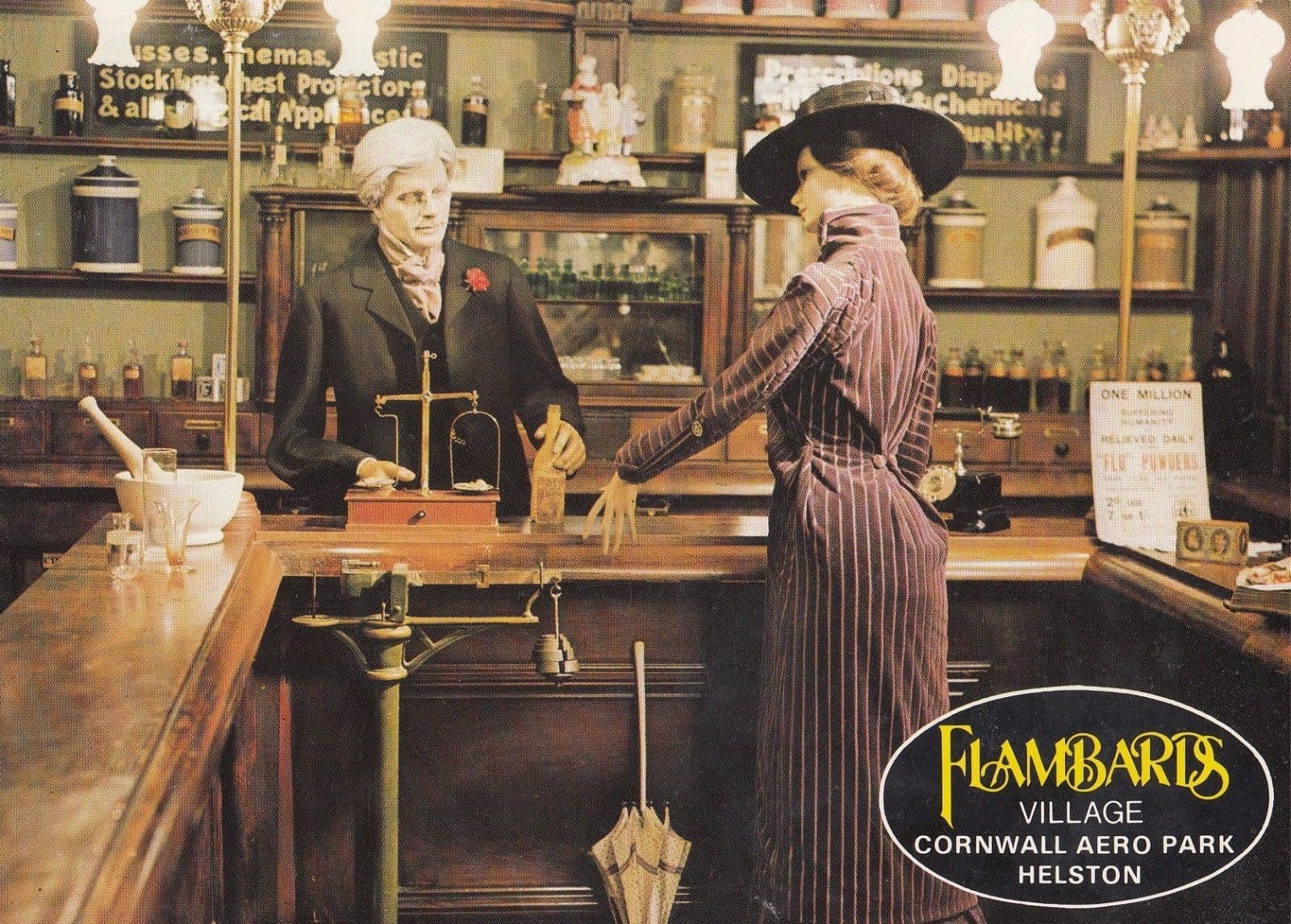 Cornwall Victorian Chemists Flambards Waxwork Chemist Medicine 3x Postcard s
