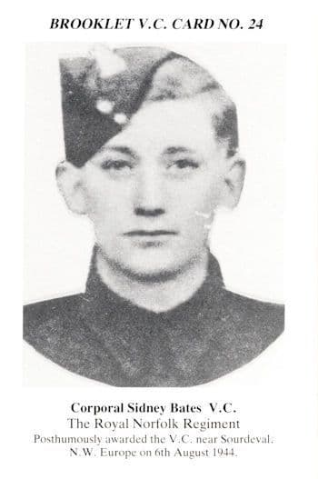Corporal Sidney Bates Royal Norfolk Regiment Sourdeval WW2 Victoria Cross Postcard