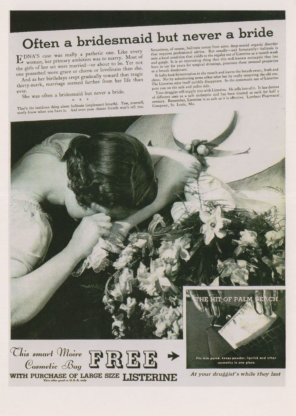Cosmetic Bag Bridal Bride Listerine Mouthwash Advertising Postcard