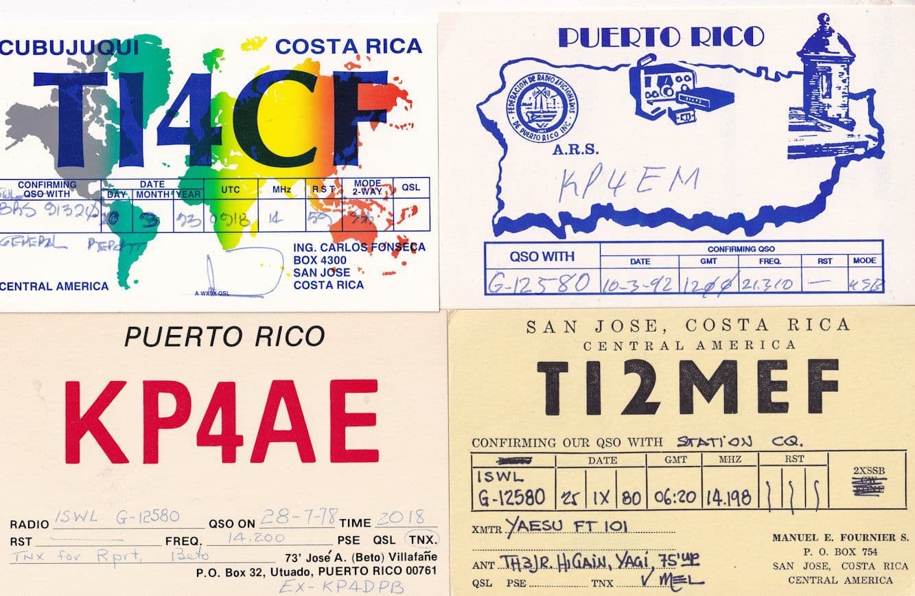Costa Rica San Jose Puerto Rico 4x QSL Amateur Radio Card s