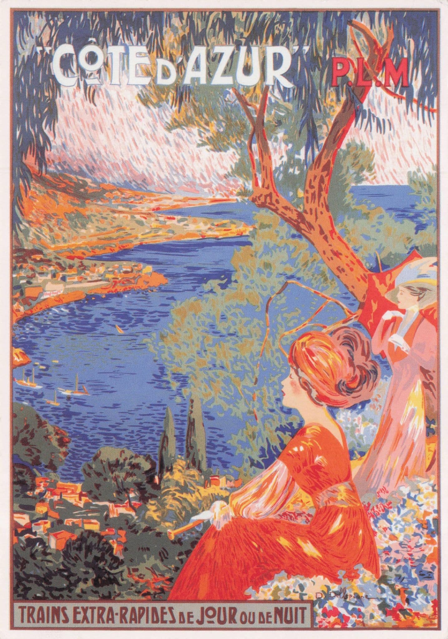 Cotes D'Azur 1910 Travel Railway Poster Advertising Postcard