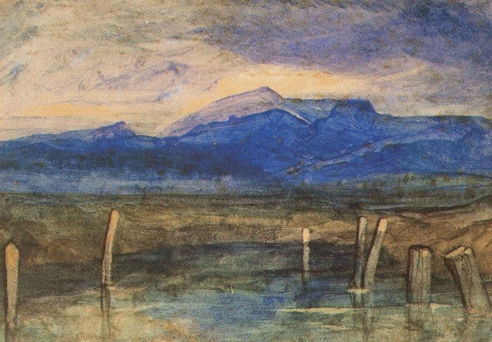 Cotman A Mountain Tarn British Museum Painting Postcard