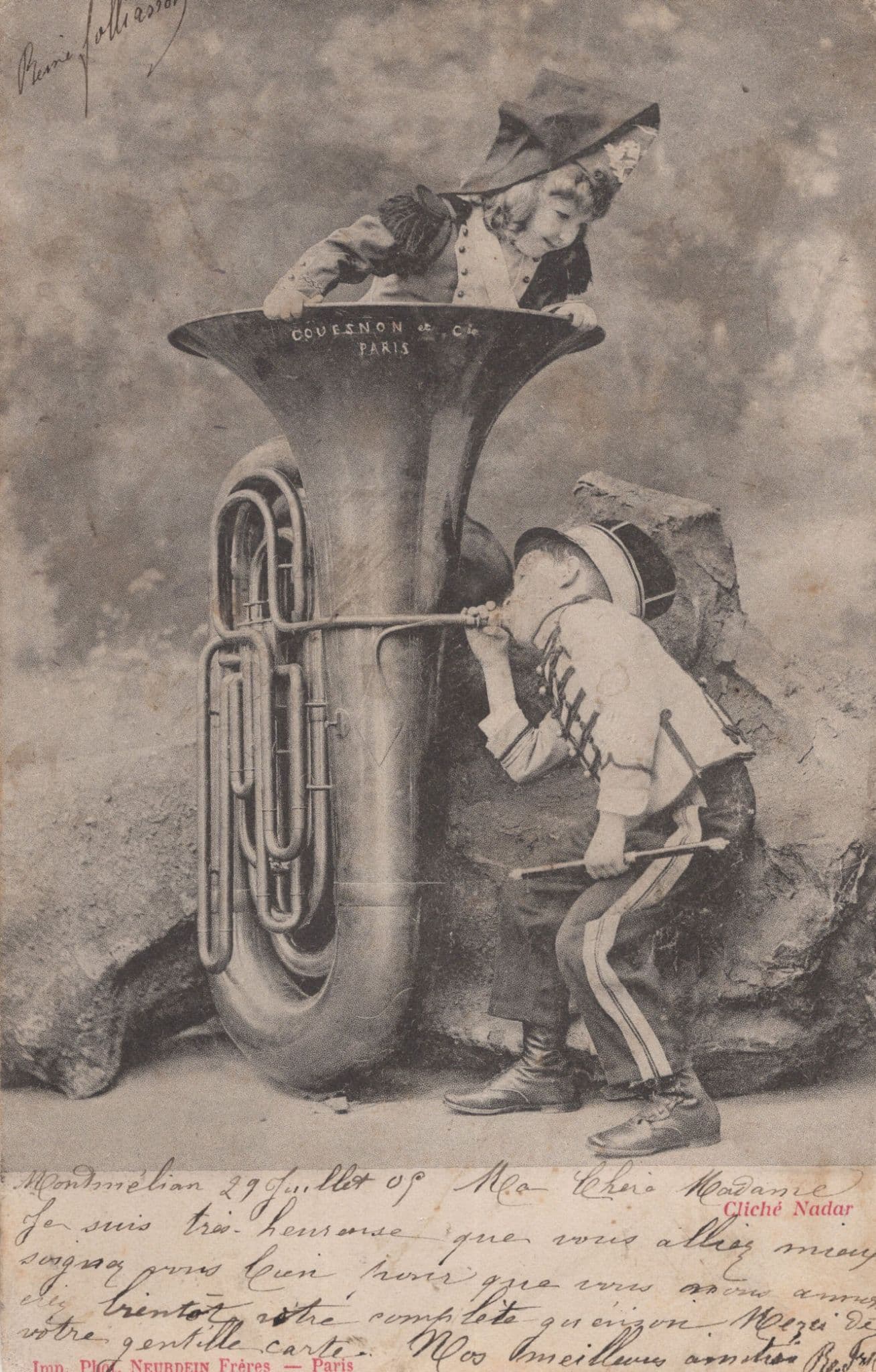 Couesnon Brass Instruments Children in Military Tuba Old Postcard