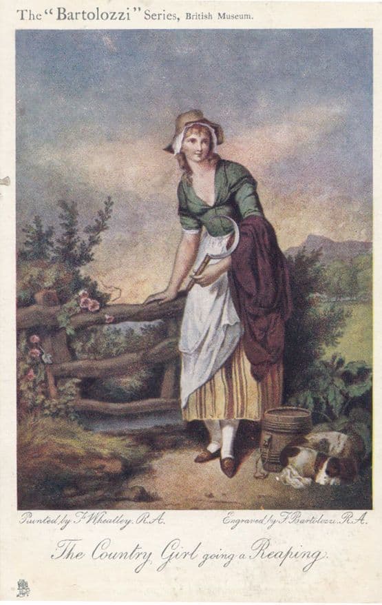 Country Girl Going A Reaping Bartolozzi Series Painting Museum Exhibit Postcard
