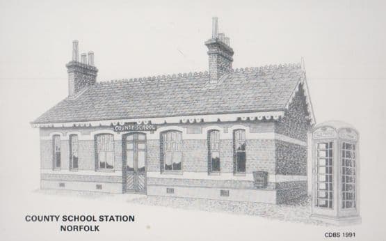 County School Railway Station Telphone Box North Elmham Norfolk 1970s Postcard