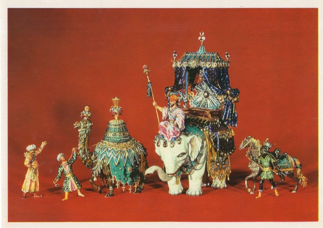 Court Of The Great Mogul Gilded Enamel Precious Stones Postcard