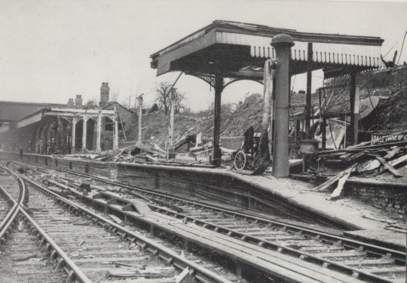 Coventry Railway Train Station WW2 Bomb Damage Disaster Postcard
