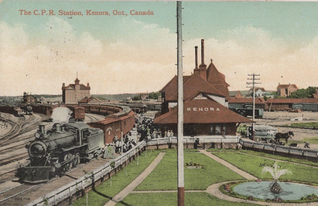 CPR Station Kenora Canada Old Postcrd