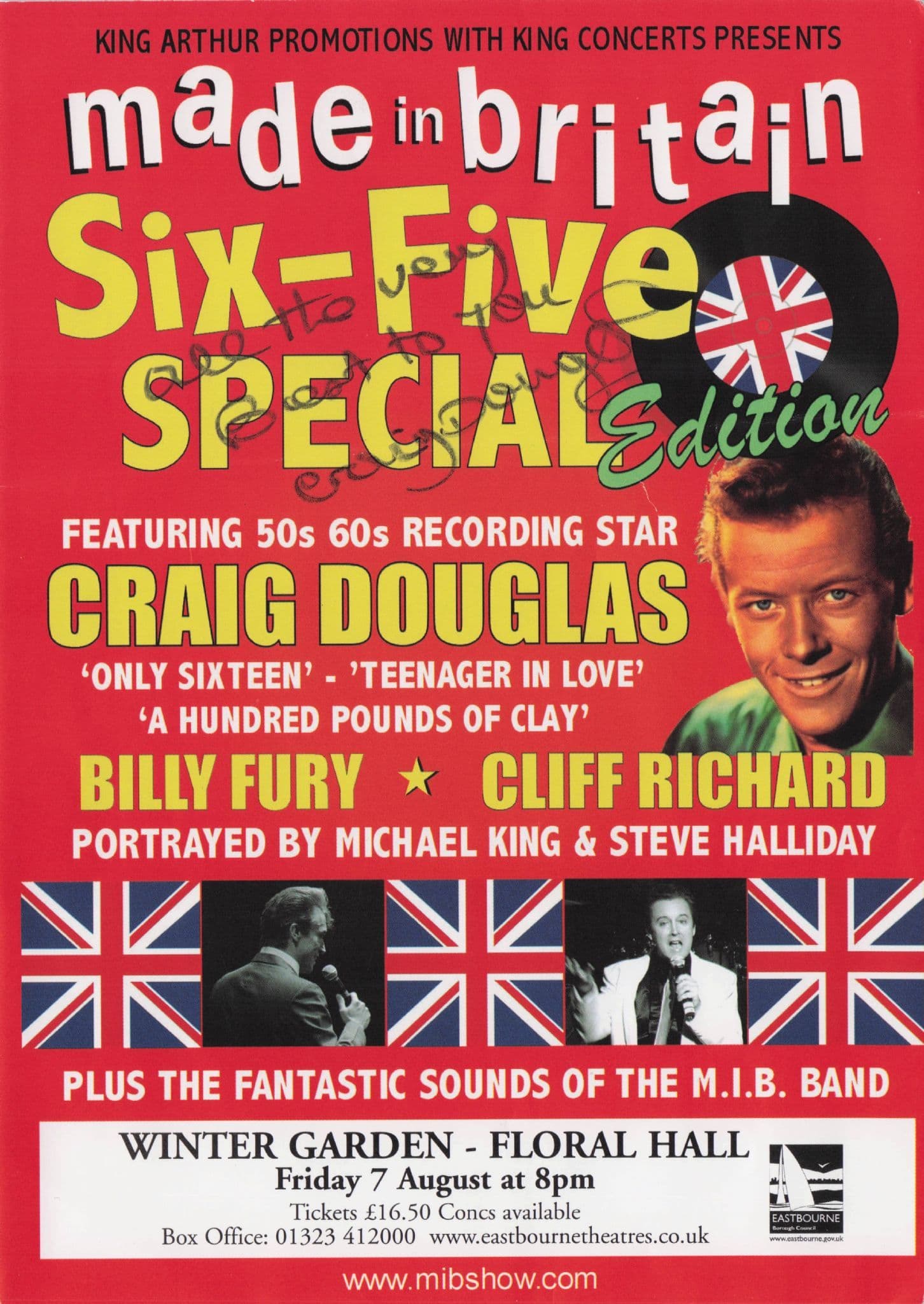 Craig Douglas Eastbourne Live In Concert Hand Signed Theatre Flyer
