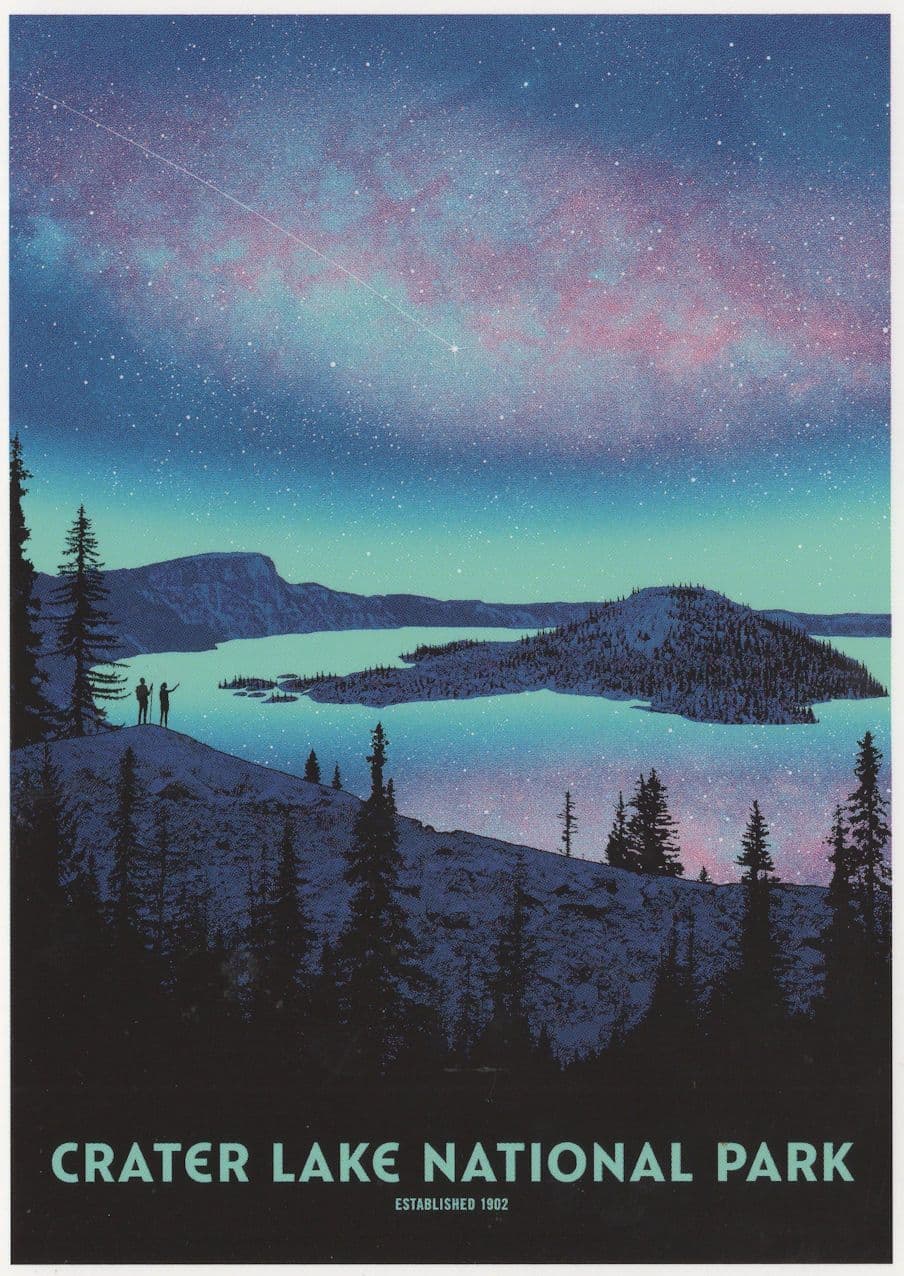 Crater Lake National Park at Night Oregon Cascade Mountains USA Postcard