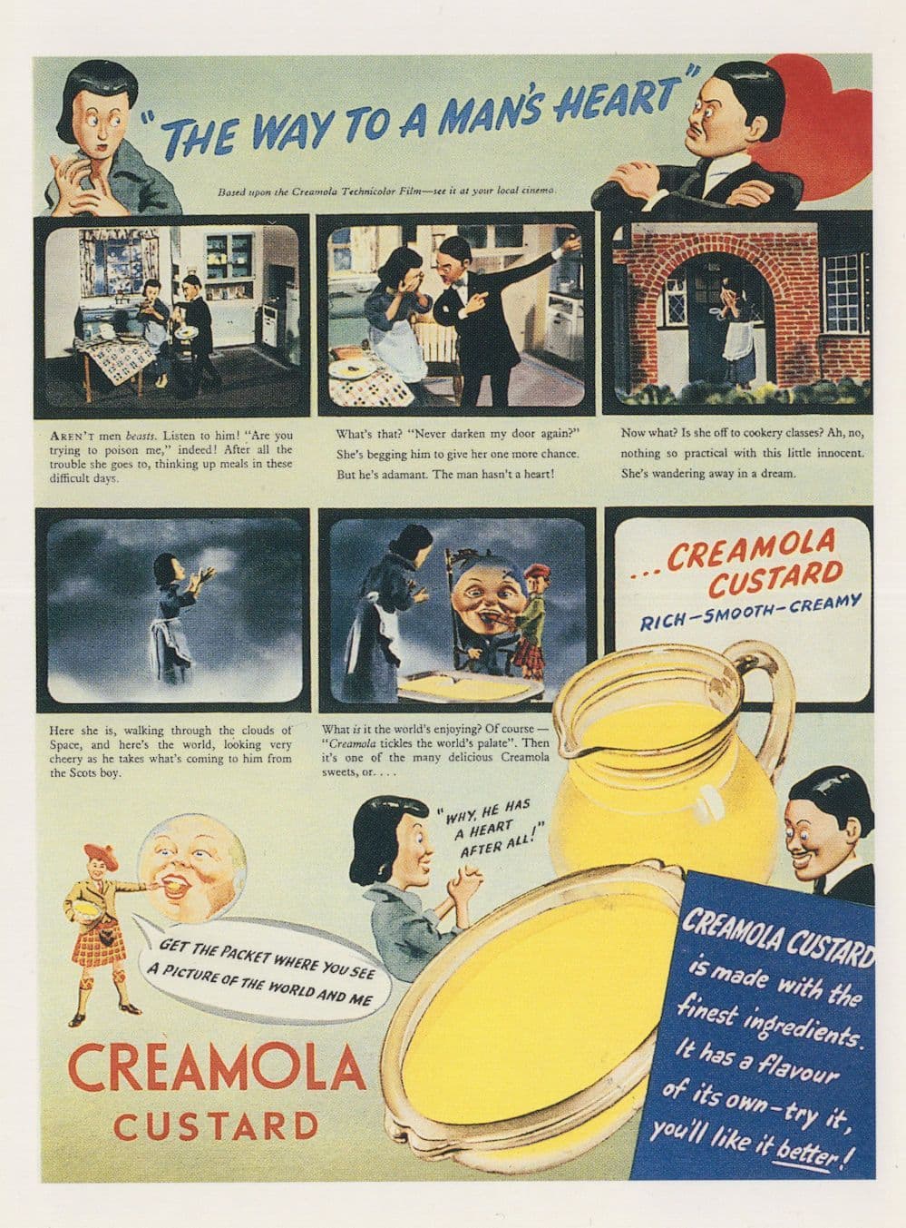 Creamola Custard Cookery Advertising Seduce A Man Postcard