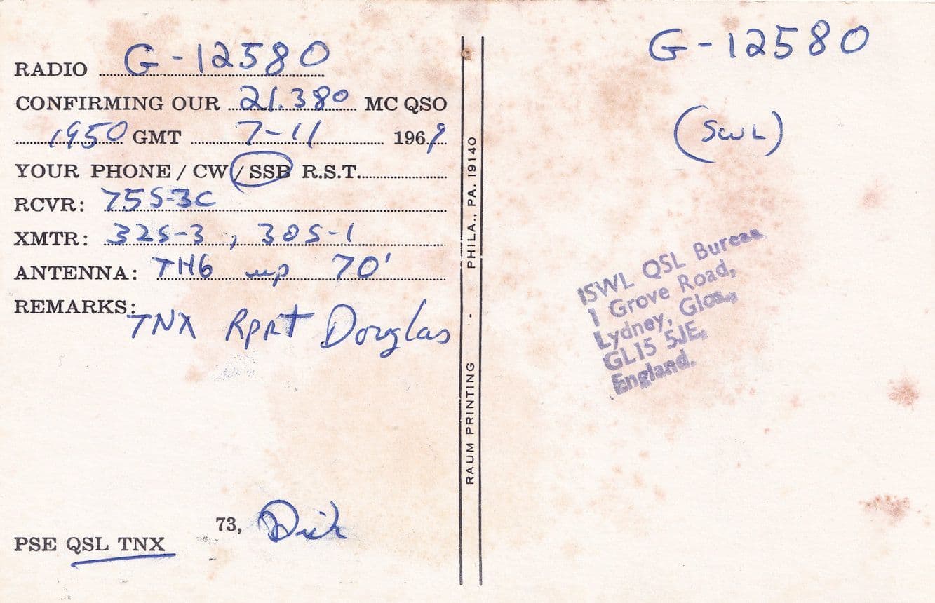 Cristobal Czech Republic QSL Soviet 1960s Amateur Radio Card