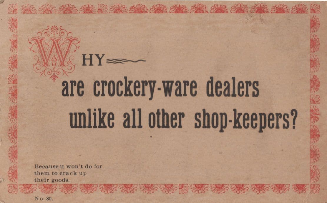 Crockery Kitchen Ware Dealers Shop Keepers Old Comic Postcard