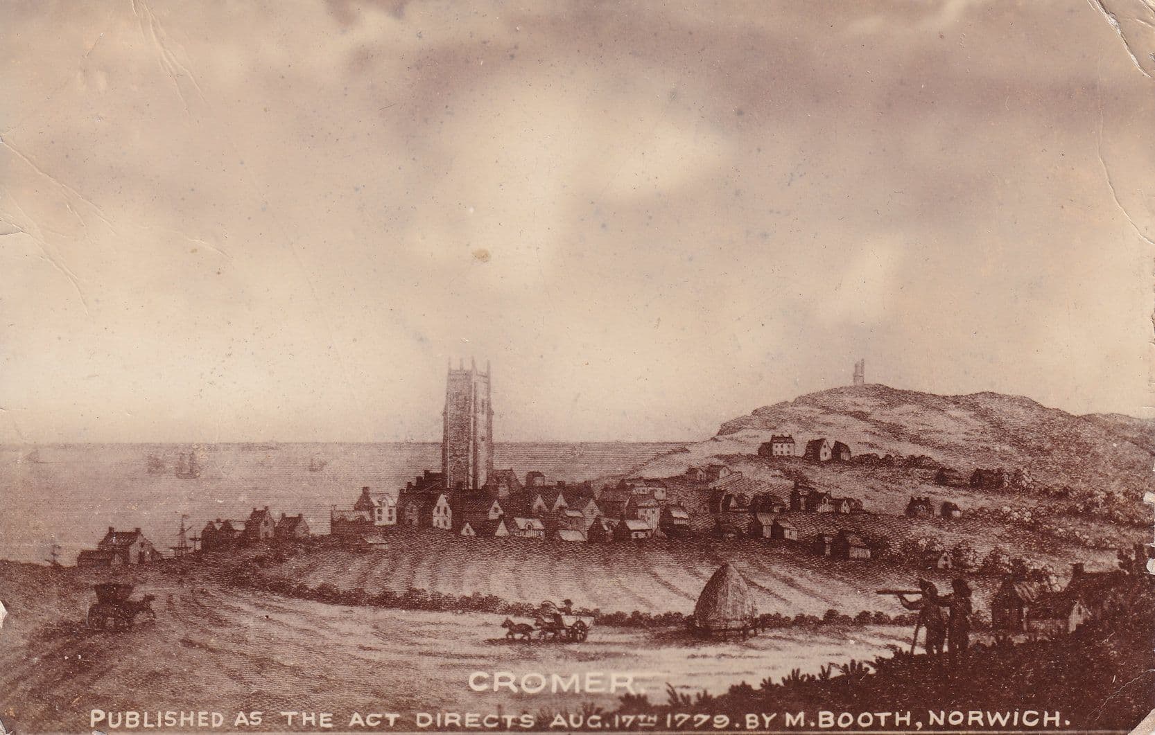 Cromer Norfolk in 1779 Real Photo Antique Postcard