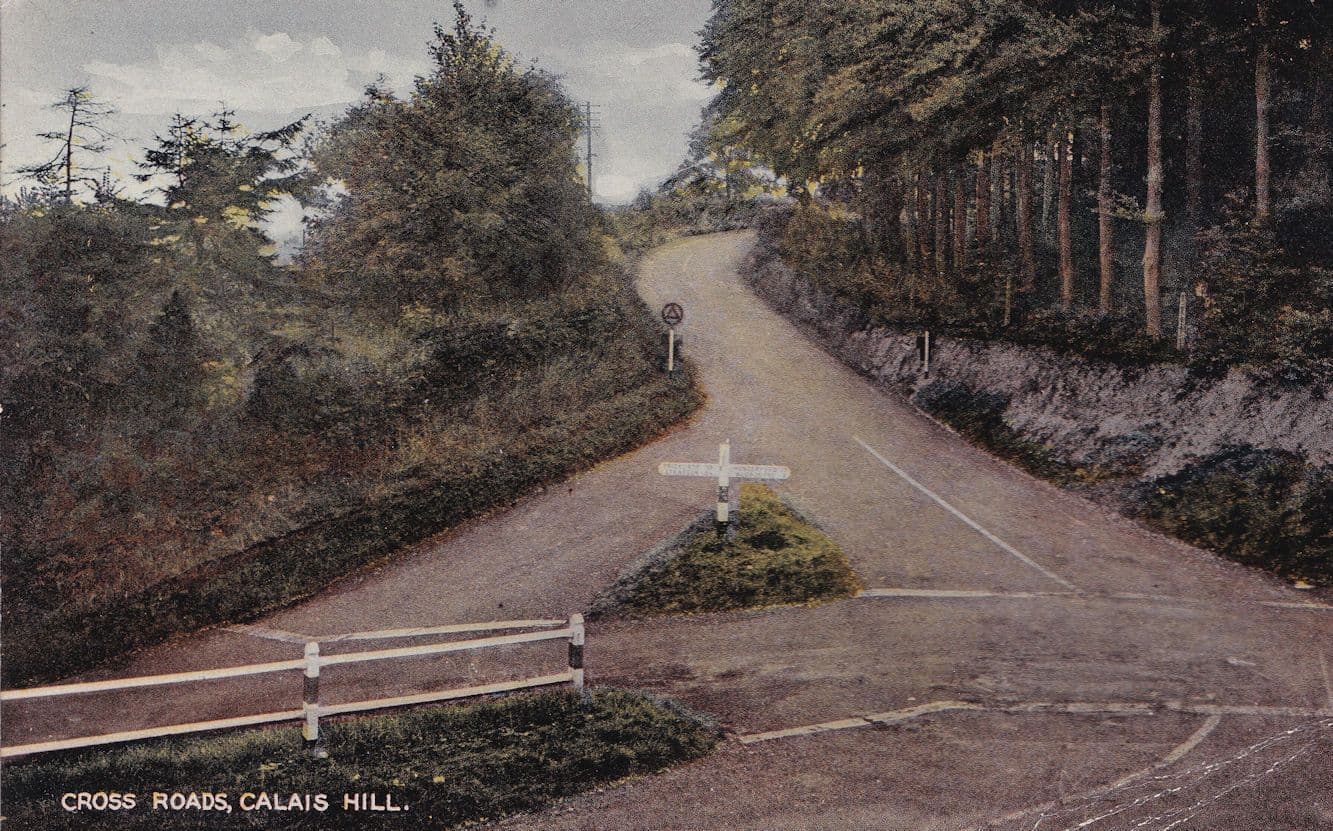Cross Roads Calais Hill Leicester Antique Postcard