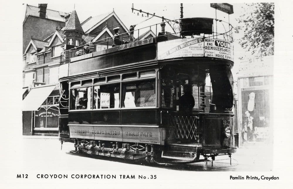 Croydon Corporation Old Tram Bus London Driver Real Photo Postcard