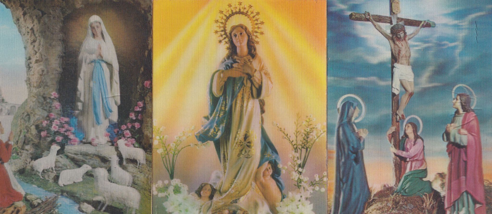 Crucifixion Mary 3x Religious 3D Three Dimensional Postcard s Please Read