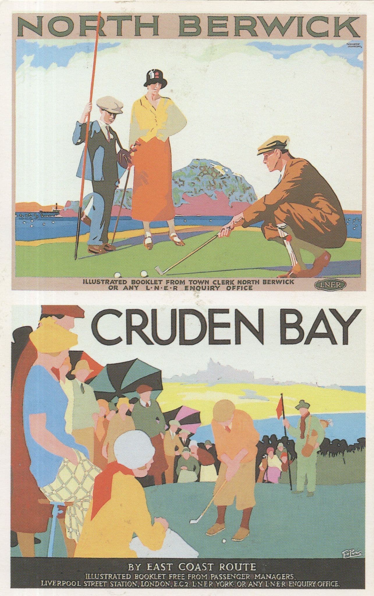Cruden Bay Scotland Rare Travel Poster Train Advertising Postcard