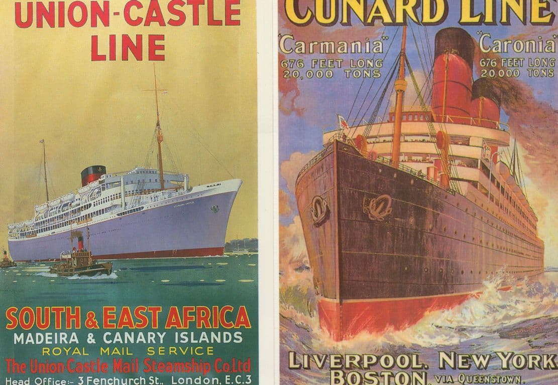 Cunard Ship Lines Union Castle Africa 2x Ship Poster Postcard s