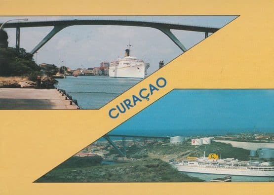 Curacao Harbour Cruise Ship Liner Ships Postcard