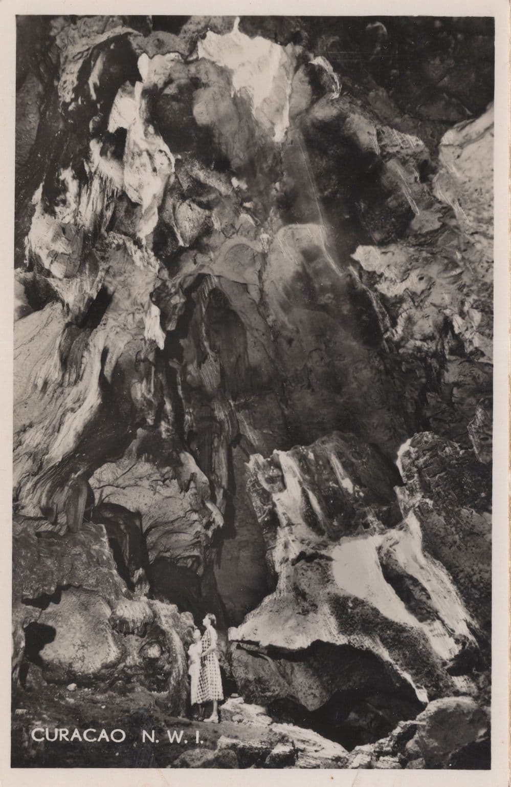 Curacao NWI Mother Child in Rocks Real Photo Old Postcard
