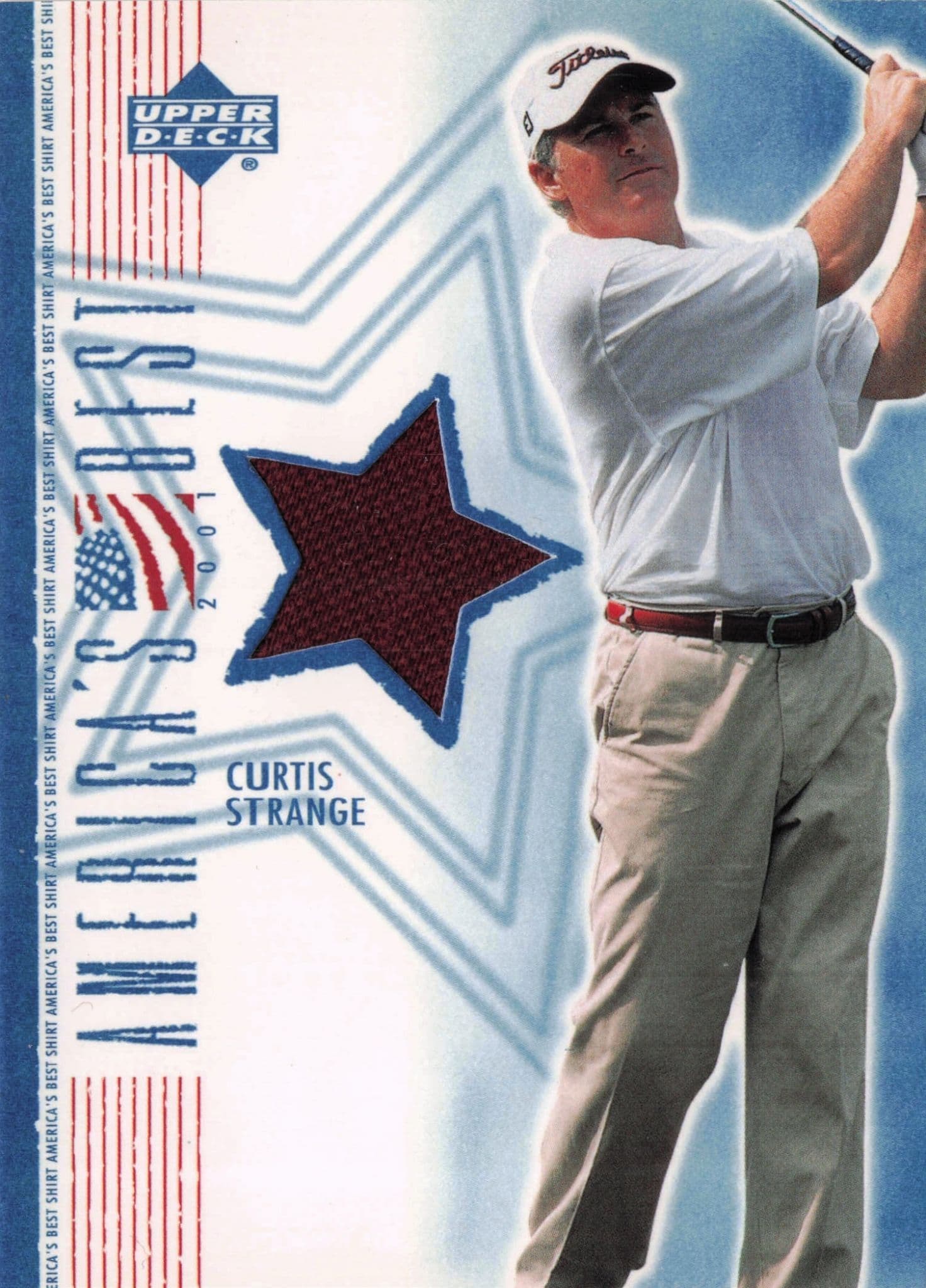 Curtis Strange America's Best 2002 Upper Deck Real Worn Golf Shirt Card