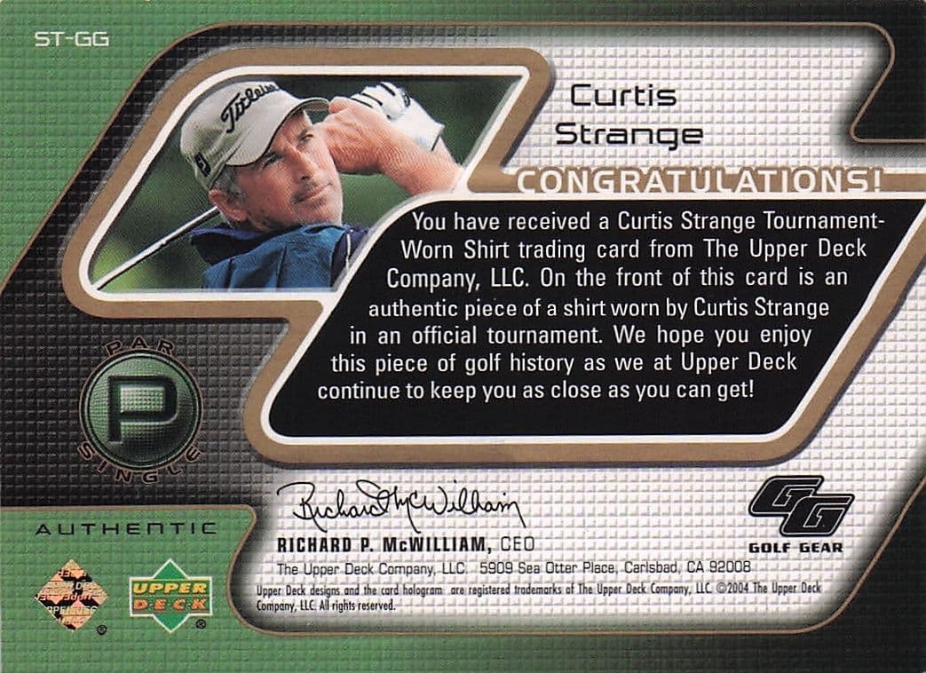 Curtis Strange Golf Gear Authentic Real Shirt Swatch Upper Deck Card