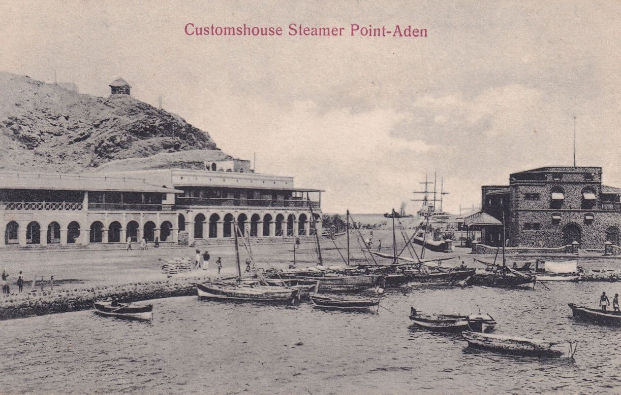 Customhouse Steamer Ship Point Aden Yemen Old Postcard