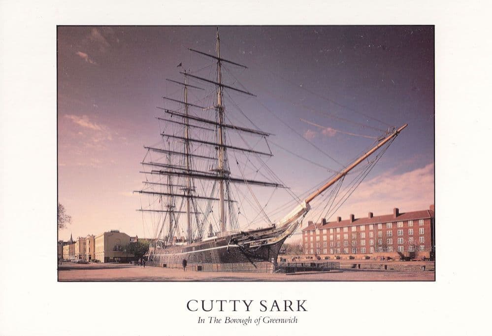 Cutty Sark Ship Signed Colour Painting Print Advertising Postcard