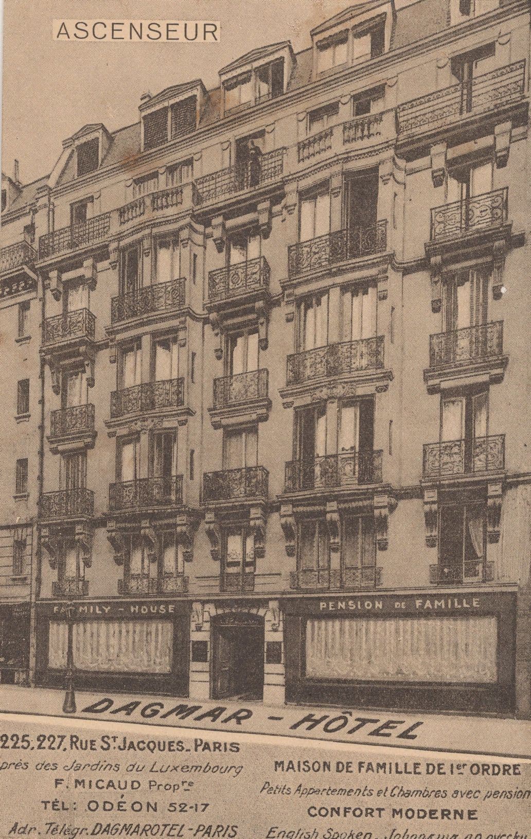 Dagmar Hotel Paris Antique French Postcard