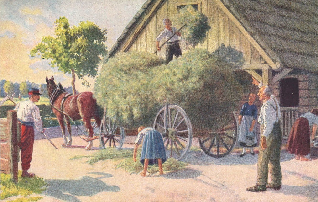 Daheimgebliebene Und Kriegsgefangene German War Harvest Postcard