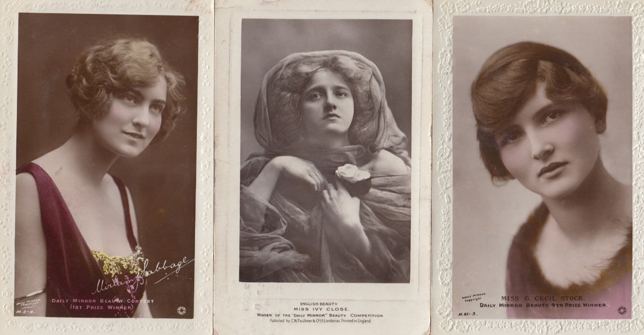 Daily Mirror Beauty Queens 3x Real Photo Old Postcard s